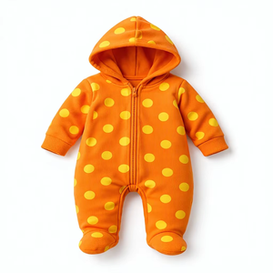 ชุดรอมเปอร์เด็กอ่อนแบบมีฮู้ด ผ้าฝ้ายออร์แกนิค 100% ปรับแต่งได้ ใส่ได้ทั้งเด็กชายและเด็กหญิง เนื้อผ้านุ่ม ระบายอากาศดี เป็นมิตรต่อสิ่งแวดล้อม แขนยาว สำหรับเด็กแรกเกิด - Product Image 1