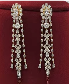 Ensemble collier et boucles d'oreilles de créateur en zircon CZ, finition or blanc de qualité supérieure, glamour, pour les occasions spéciales comme les fiançailles et les mariages, pour femmes - Product Image 2