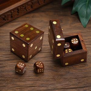 Decorative Wooden Dice Box Handmade Indian Rosewood Storage Box with Brass Brass Dot Inlay Luxury Gift Item Organizer Case - Product Image 3