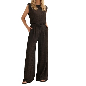 ชุดเสื้อกางเกงหลวมแขนกุดสูทออกงานพรมแดงสาย2026สีทองแบบสั่งทำได้ - Product Image 1