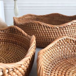 Panier alimentaire artisanal en saule pour la cuisine, panier de service en saule naturel tressé, panier de rangement rustique en osier pour le pain et les fruits - Product Image 5