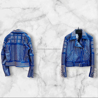 Boomletcorp 100% Cuir de Vachette Véritable Style Motard Femme Imperméable Respirant Coupe-Vent Réversible Toile Tricotée