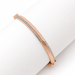18K Rose Gold Diamond Tennis <b>Bangle</b> <b>Bracelet</b> for Women High Polish Elegant Minimalist Fine Jewelry Wedding Party Gift Wear - Product Image 2