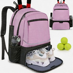 Mochila Gris Claro para Raquetas de Pickleball y Tenis, Bolsa Deportiva Multibolsillos - Product Image 3
