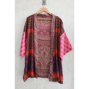 Bata Kimono de Seda Hecha a Mano para Mujer, Camisón Corto Estampado, Bata Nupcial Sexy, Ropa de Dormir de Lujo - Product Image 1