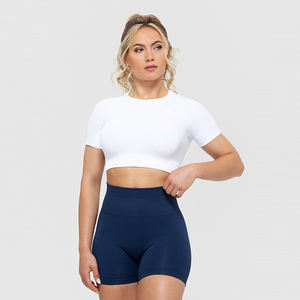 Concevez votre propre haut de sport pour femme à col en V, coupe ajustée, séchage rapide, respirant, manches courtes - Product Image 1