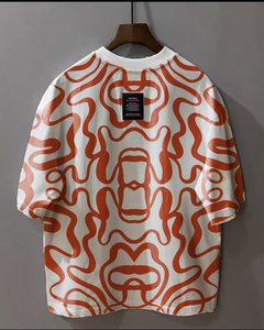 Premium Men Oversized Graphic T-shirt <b>Abstract</b> Print Streetwear Shirt High Quality Cotton Casual Modern Loose Fit Fashion - Product Image 2