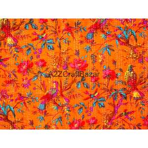 Edredón Kantha Indio Hecho a Mano, Vintage, Ecológico, Reversible, Bordado, Doble, 100% Algodón Orgánico, para Hogar y Hotel - Product Image 2