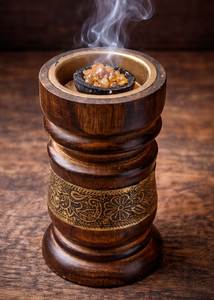 Brûleur d'encens en bois à motif ondulé, diffuseur aromatique de bois de santal avec insert métallique et design sculpté, utilisation toute saison - Product Image 6