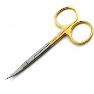 Tijeras de Precisión de Carburo de Tungsteno Iris de 3.5 Pulgadas con Punta Fina Recta/Curva, Mango Dorado, Instrumento de Disección de Acero Inoxidable CE - Product Image 1