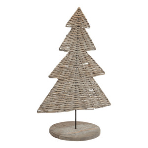 Handmade Woven Rattan <b>Christmas</b> <b>Tree</b> Tabletop Decorative Featuring Layered Tiers And A Wooden Base Rustic Holiday Accent - Product Image 2