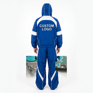 Conjunto de Chándal Retro de Nylon con Parches al por Mayor, Chaqueta y Pantalones Anchos Apilados para Hombre, Talla XS, con Logotipo Personalizado, Opción OEM - Product Image 2