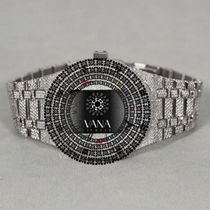 Reloj de Lujo de Acero Inoxidable con Moissanita y Diamantes, Estilo Hip Hop, con Esfera de Cristal, Movimiento Mecánico, Resistente al Agua 100 Bar - Product Image 1