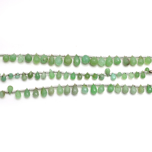 Perles de chrysoprase naturel facettées en forme de goutte d'eau, pierres précieuses vertes, 4x3mm-7x5mm, brin de 4 pouces, qualité supérieure pour la fabrication de bijoux - Product Image 3