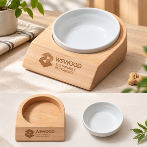 Soporte de Madera para Comedero de Perro, Base Elevada de Madera Natural Sólida con Grabado de Logotipo Personalizado, Ecológico y Duradero - Product Image 2