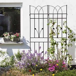 Set di 2 Tralicci da Giardino in Metallo Nero Antiruggine 180 cm x 45 cm, Supporto per Piante Rampicanti da Esterno - Product Image 3