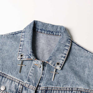 High Quality Women Clothing Fashion Washed Crop Denim <b>Jackets</b> <b>Sequins</b> Blue Denim <b>Jacket</b> Top Product - Product Image 2