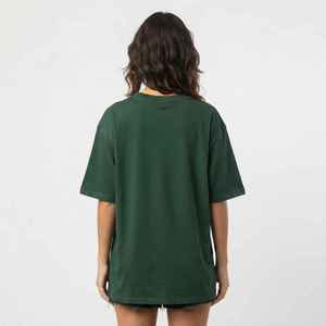 Women's Green <b>V</b>-<b>Neck</b> <b>T</b>-<b>Shirt</b> Short Sleeve Loose Fit 100% Cotton Casual Jersey Print Logo Top - Product Image 2