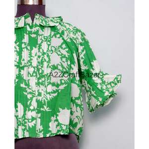 Magnifiques hauts en coton 100% à motifs floraux vintage pour femmes, hauts décontractés respirants, vêtements d'été à la mode, fabriqués en coton doux - Product Image 2