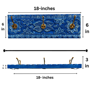 Smart Art Wood Carving Blue Washed Decorative Wood <b>Wall</b> <b>Key</b> <b>Hook</b> Modern Decor Hand Carve <b>Wall</b> Mounted <b>Key</b> Hanger Engineered Wood - Product Image 6