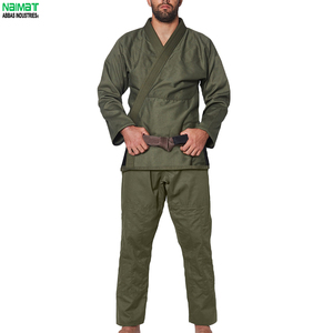 Kimono de Jiu-Jitsu Vert Olive, Uniforme d'Arts Martiaux en Coton Lourd, Tenue d'Entraînement avec Veste Cousue et Pantalon Résistant aux Déchirures - Product Image 1