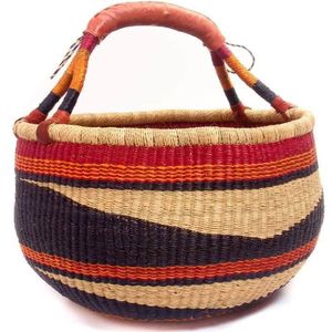 Panier de rangement décoratif élégant et tendance en jonc de mer, écologique, en herbe naturelle, motif vague vert-orange, pour la maison - Product Image 3