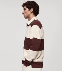 เสื้อโปโลแขนยาวผู้ชายลายทางสีตัดต่อแบบถัก สวมใส่สบายๆ - Product Image 2