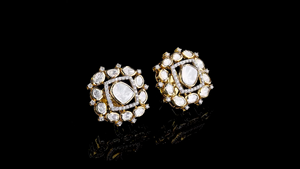 Pendientes de Novia con Diamantes Polki Cultivados en Laboratorio, Certificados por IGI, Acabado en Oro de 14K, Chapados en Rodio, Estilo Étnico, para Bodas y Fiestas - Product Image 3