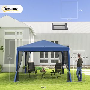 Gazebo Istantaneo 10x10 per Esterni con Zanzariera e Borsa per il Trasporto, Tenda Pop-up Regolabile in Altezza - Product Image 3