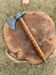 Giá tốt nhất tay rèn Damascus trục trong Viking phong cách DIY công nghiệp hatchet với gỗ và da xử lý để cắt - Product Image 3