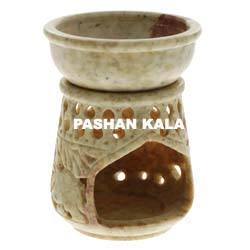 Lampe brûle-parfum en pierre ollaire naturelle sculptée, design indien haut de gamme, pour cadeaux d'entreprise et décoration intérieure, vente en gros - Product Image 4