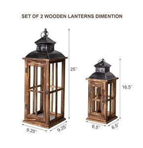 Farol de Madera Rústico con Techo de Metal, Farol Decorativo Estilo Rústico para Decoración de Mesa en Bodas y Hogar - Product Image 3