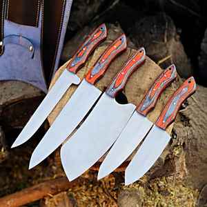 Ensemble de couteaux de chef de qualité professionnelle pour usage domestique, manche personnalisé, acier haute teneur en carbone, couteau de chef fait main. - Product Image 3