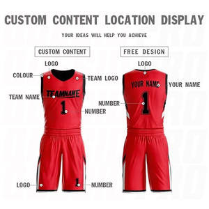 Camiseta de Baloncesto Reversible Personalizada con Nombre y Número, Roja y Negra, Precio al por Mayor, Uniforme de Baloncesto Liso para Hombre - Product Image 2