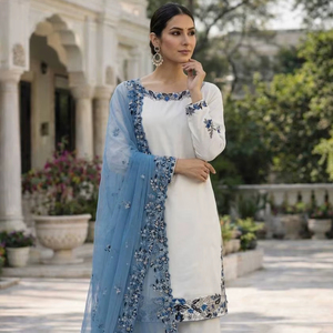 presernting New Ready To Wear Spacial Fancy Design Heavy Embroidery And Sequence Work <b>Top</b> - Palazzo With Dupatta - Product Image 1