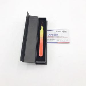 แหนบ J-Curve สีเหลืองโรสโกลด์ด้ามจับเพชรสำหรับการต่อขนตาอย่างยั่งยืนเหล็กแหลมฉลากส่วนตัว - Product Image 1