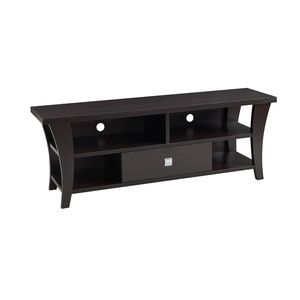 Modern Design TV <b>Stand</b> Cabinet with Curved Legs One Drawer Metal Glides Square Handle Divided <b>Shelf</b> and Two Cubbies - Product Image 5