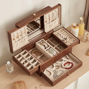 Acacia Wood Wall-<b>Mounted</b> Jewelry Storage Organizer <b>with</b> Photo <b>Frame</b>-Eco-friendly Handcrafted Durable Lightweight - Product Image 1