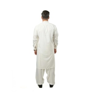 Factory Wholesale <b>Men's</b> Soft White Boski Cotton Salwar Kameez Long Embroidered Formal Button Fly Traditional <b>Men</b> Wear - Product Image 4
