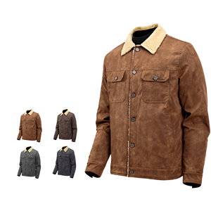 <b>Men's</b> Jacket With <b>Shearling</b> Collar Button Front Winter Casual <b>Coat</b> Brown Gray Color Options - Product Image 1