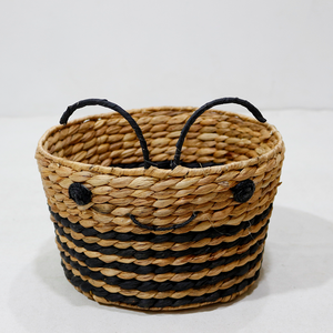 Panier de rangement en jacinthe d'eau en forme d'abeille, tressé à la main, organisateur mignon pour jouets de chambre d'enfant - Product Image 4
