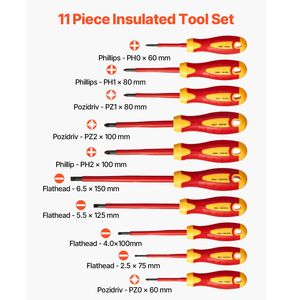Juego de Destornilladores Aislados Profesionales de 11 Piezas, Kit de Herramientas para Electricistas de 1000V con Puntas Magnéticas - Product Image 2