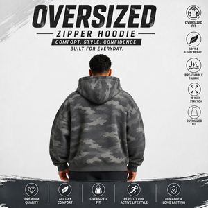 Sudadera con capucha extragrande con estampado de camuflaje para hombre, ropa de invierno, sudadera con capucha y cremallera, manga larga, transpirable, para correr, con estampado y cremallera - Product Image 3