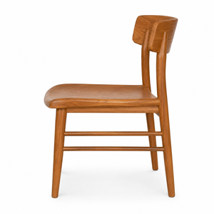 Chaise de salle à manger scandinave en teck avec dossier en forme de pont, écologique, imperméable, durable, design moderne, forme rectangulaire, 8 places, en bois - Product Image 3