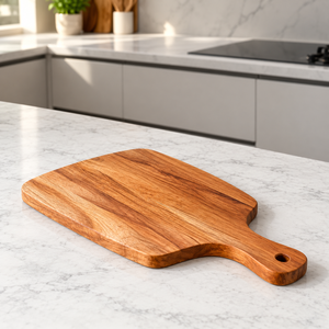 Tabla de cortar rectangular de madera natural con asa integrada, orificio para colgar, apta para lavavajillas, ecológica, 1.5 cm de grosor - Product Image 6
