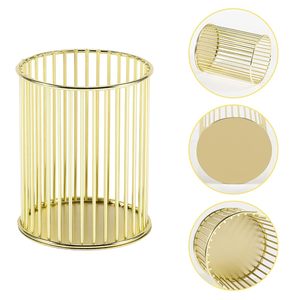 <b>Pen</b> Holder Cup for Desk Gold Makeup Brush Holder Pencil Stand Home Office Organizer Round Mesh Stationery Storage Container - Product Image 5