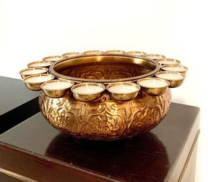 Elegant Metal Candle Bowl With Modern Texture For Dining <b>Table</b> Centerpiece And Festive Candle <b>Decoration</b> - Product Image 6