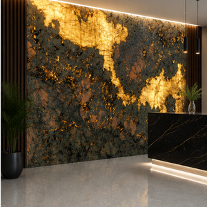Mármol Calcita Pulido PATAGONIA BACKLIT-1 Ecológico con Vetas Negras, Blancas y Verdes, Gran Losa, Diseño 3D, Sala de Estar Moderna - Product Image 1
