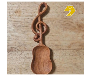 Cuillère en bois en forme de guitare, faite à la main, en bois naturel, cuillère à café en bois rouge, bois d'acacia, bois d'ash, cuillère en bois écologique, cuillère en bois du Vietnam - Product Image 1