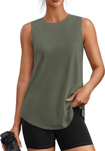 Camiseta sin mangas personalizada para mujer, color naranja, cuello redondo, de secado rápido, tejida, estilo deportivo, longitud regular. - Product Image 4